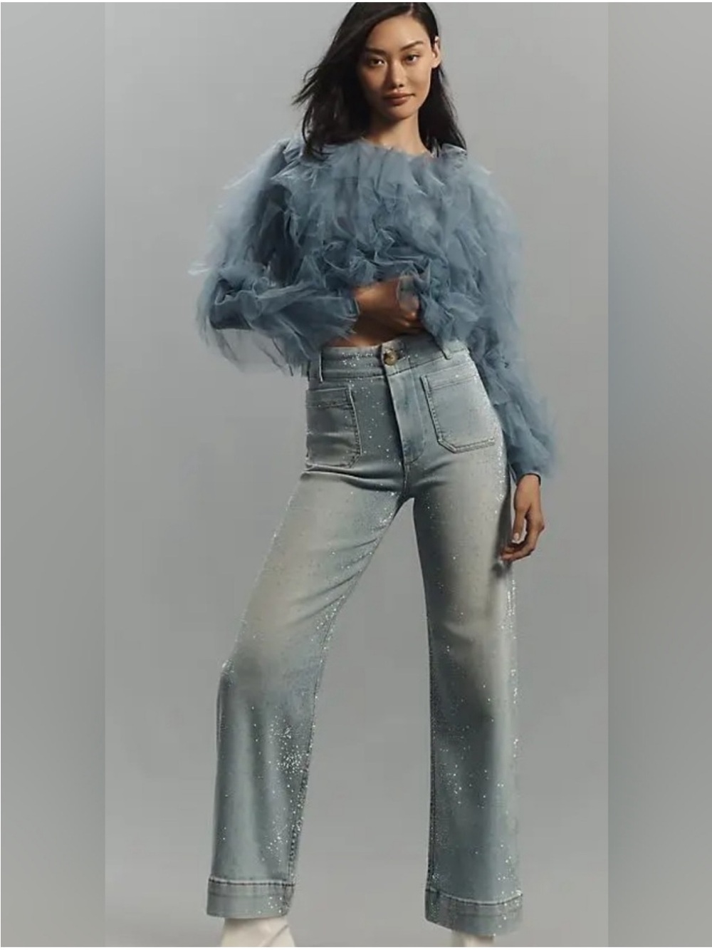 Maeve Colette Sparkle High-Rise Wide-Leg Jeans
